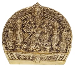 Metal Idol Durga Mahishasura-mardini: Grand Table Top Or Wall Hanging Statue For Home Temple (12712)