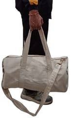 Hemp Duffel Bag: Round Athletic Style For Travel, Sports, Gym or Outdoors In Cream Finish (10041)