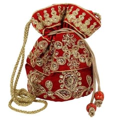Traditional Silk Potli bag for Women, Red Color (10040)