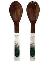 Mother of Pearl decorated Wooden Cooking & Serving Spoon Set (10031)