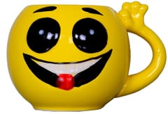 Large Ceramic Mug in Teasing Smiley Design | For Use as Coffee Mug, Noodle Cup or Pen Stand | Unique Birthday Gift (10340)