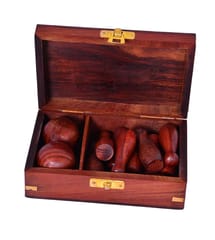 Miniature Bowling Set Made of Wood: Set of 10 Pins and 2 Balls (10415)