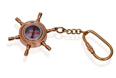 Brass Key Chain / Ring Shaped As Compass (10585)