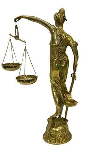 Pure brass Justice Lady Andha Kanoon Tall Statue Showpiece for Courtroom Office Brass statues Table Decor Handcrafted Indian Gift       (10801)