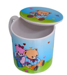 Children's Mug With Lid Cover: For Kids In High Quality Plastic Cute Teddy Bears (10723j)