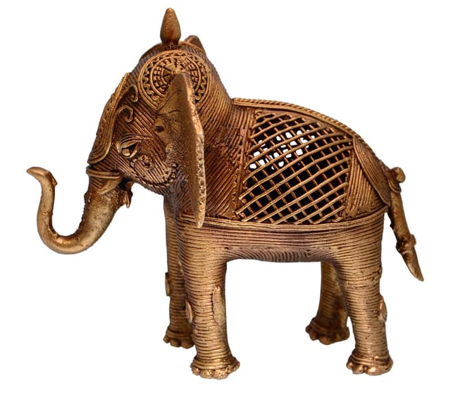 Dhokra Art Elephant Metal Statue With Feng Shui Vastu Significance (10705)