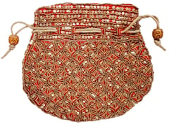 Potli Bag For Women: Intricate Gold Thread & Sequin Embroidery Work (10673)