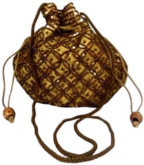 Potli Bag For Women With Intricate Gold Thread & Sequin Embroidery Work (10674)