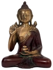 Brass Idol Lord Buddha In Unique Maroon Finish: Collectible Statue For Temple, Decor Or Gifting (10999)