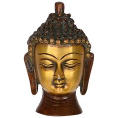 Buddha Head In Pure Brass Metal: For Meditation Or Decor Gift (10952)