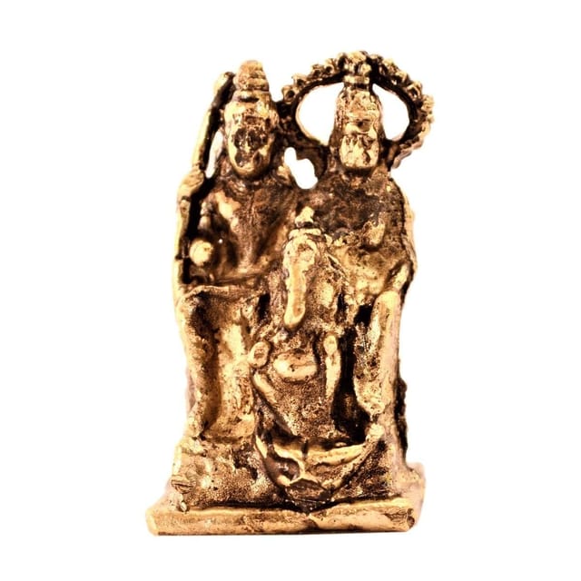 Rare Miniature Statue Lord Shiva Family (Mahadev, Parvati & Ganesha): Unique Collectible Gift (11166)