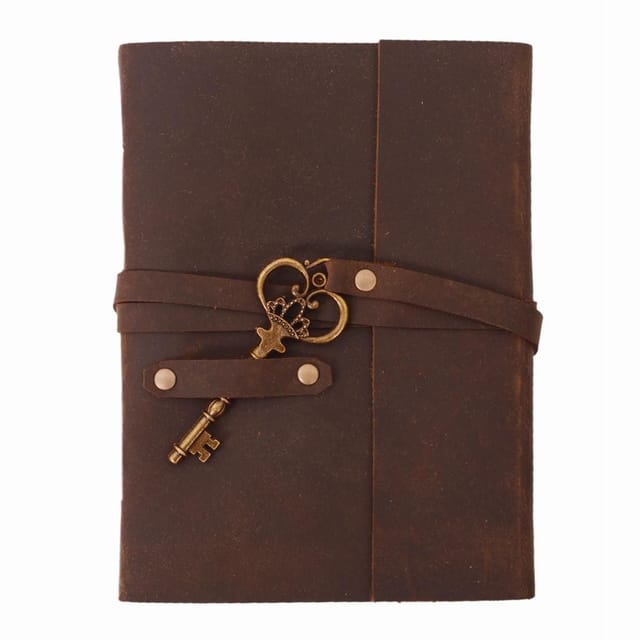 Leather Journal (Diary Notebook) 'Key To Success': Naturally Treated Paper In Leather Cover With Unique Brass Key For Corporate Gift Or Personal Memoir (11102)