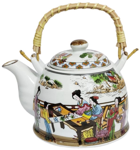 Ceramic Fire Kettle 'Love Story': 850ml Tea Pot with Steel Strainer (11472)