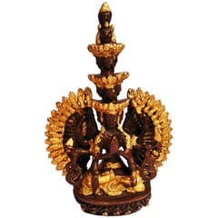 Brass Idol Sahasrabhuja Avalokitesvara (Avalokita, Lokeshvara, or Mahakarunika): Buddhist Lord of all Realms (11449)