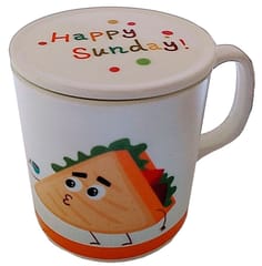 Children's Mug With Lid Cover: For Kids In High Quality Plastic Cheese and Sandwich (10723j)