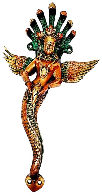 Serpent Snake Goddess Nag Kanya Magnificient Brass Door Handle; Good Luck Charm (11744)