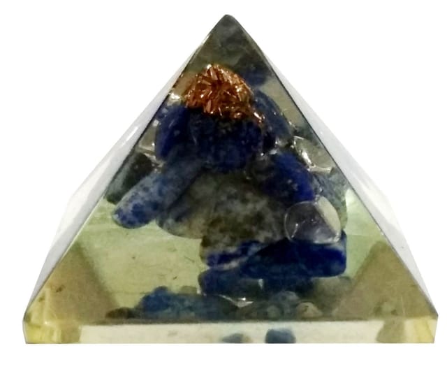 Lapis Lasuli Orgone Pyramid: Good Luck Healing Charm, Divine Spiritual Crystal Stone (11678)