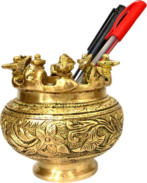 Brass Kalash Shivaling & Nandi: Rare Collection Decorative Temple Vase (12053)