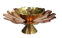 Brass Diya Deepak 'Kumud': Festival Oil Lamp Deepam Decor Gift (12126)