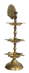 Brass Kuthu Vilakku Peacock Oil Lamp: Traditional Design Inauguration Mahal Diya, 8 inches (12118)