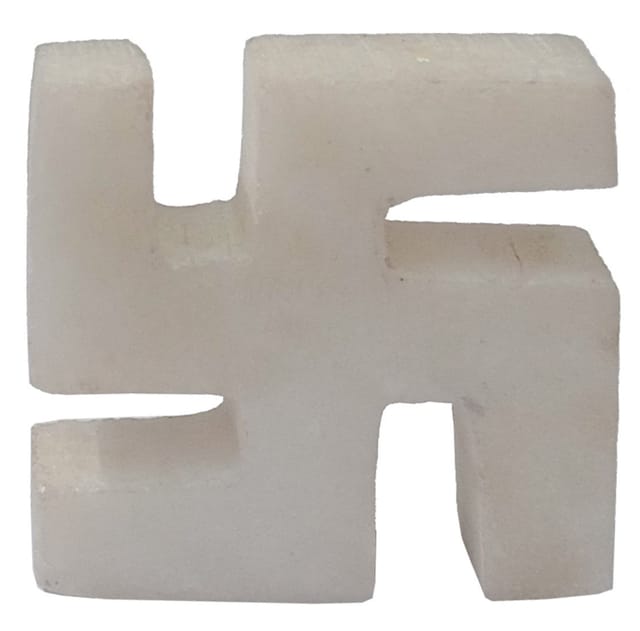Marble Idol Sathiya or Swastika: Small Statue For Home Temple, 2 Inch (12591B)