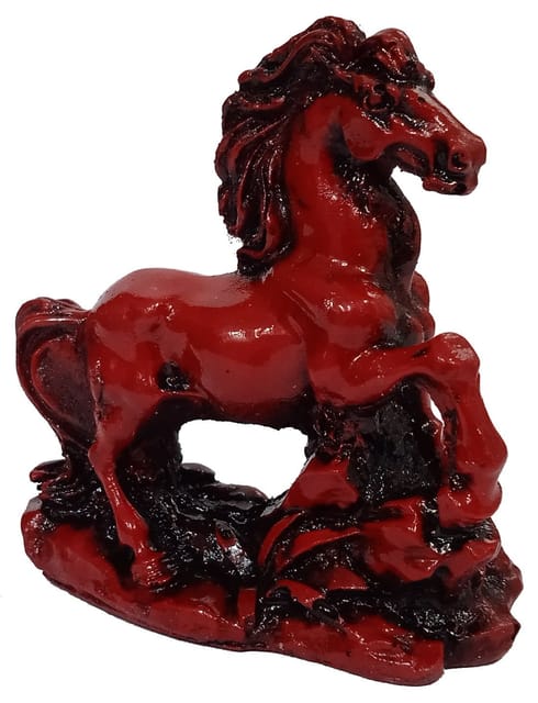 Resin Statue 'Galloping Horse': Decorative Accent Showpiece, Red (12635)