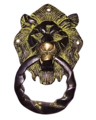 Brass Metal Door Knocker: Antique Design Royal Lion Handle (11020A)