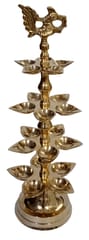 Brass Kuthu Vilakku Inauguration Oil Lamp Diya: Peacock Design?20 Lights Deepam, 12 Inches (12624)
