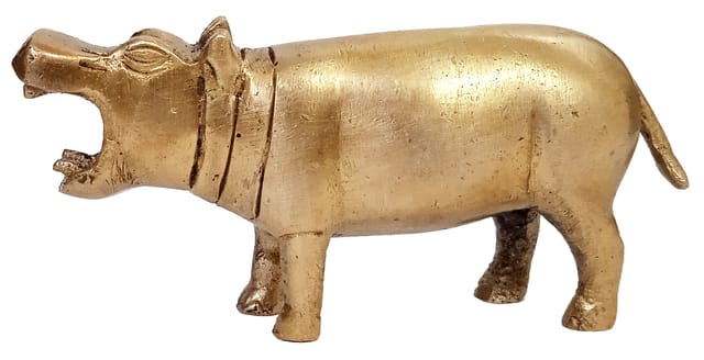 Brass Hippopotamus Hippo Statuette: Collectible Art Showpiece (12612)