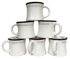 Ceramic White Cup Set : Set Of 6 Tea Coffee Cups (12675D)