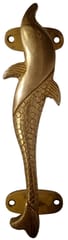 Brass Handle: Fish Shape Vintage Design Grip For Door Window Dresser Cupboard Drawer, 7.5 Inches Long, Golden (11024A)