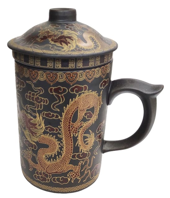 Porcelain Oriental Green Tea Mug with Infuser and Lid (11723M)