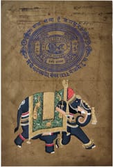Vintage Paper Painting 'Elephant Of The Royals': Very Fine Work Unframed Wall Hanging; Collectible Indian Superfine Miniature Art (12480G)