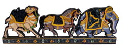 Wooden Fridge Magnet: Royal India Parade Of Horse, Camel & Elephant (12722A)