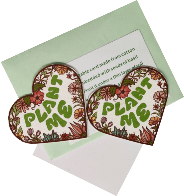 Plantable Seed Paper Heart Shape Blank Greeting Cards Or Gift Tags: Set of 10  Eco Friednly Cards (12693C)