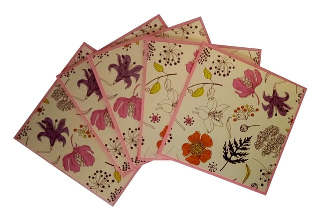 Designer Paper Envelopes 'Spring Garden': Pack Of 5 For Letters Notes Greeting Cards Or Shagun Money Gift, 4*4 inches (12440E)