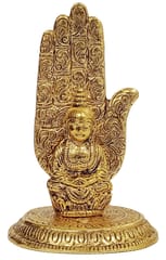 Metal Idol Palm Buddha: Blessing Hand Statue For Home Temple (12695B)