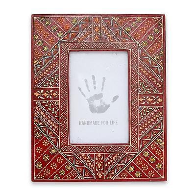 Painted and embossed photo frame "Intricate Red" pf26