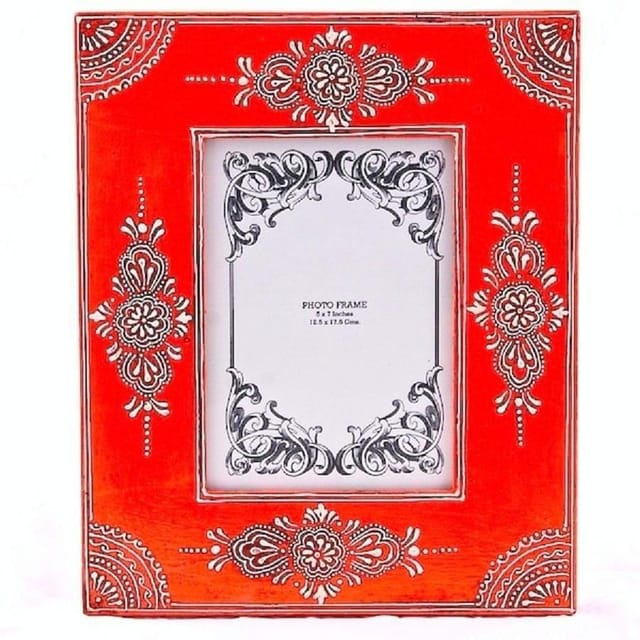 Painted and embossed photo frame "Deep Orange" pf01
