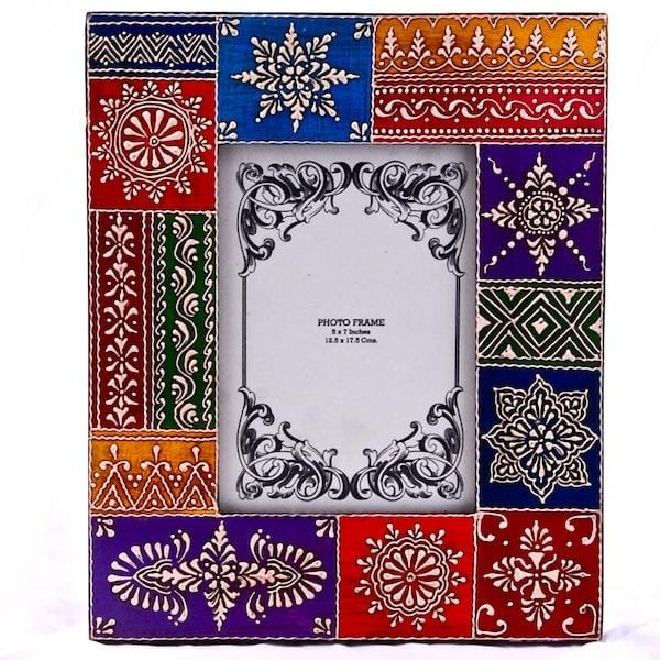 Painted and embossed photo frame "multi color" pf02