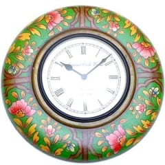 Painted wooden clock "Floral Greens" clock36