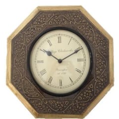 Wood & brass hexagonal clock MPR268A3c