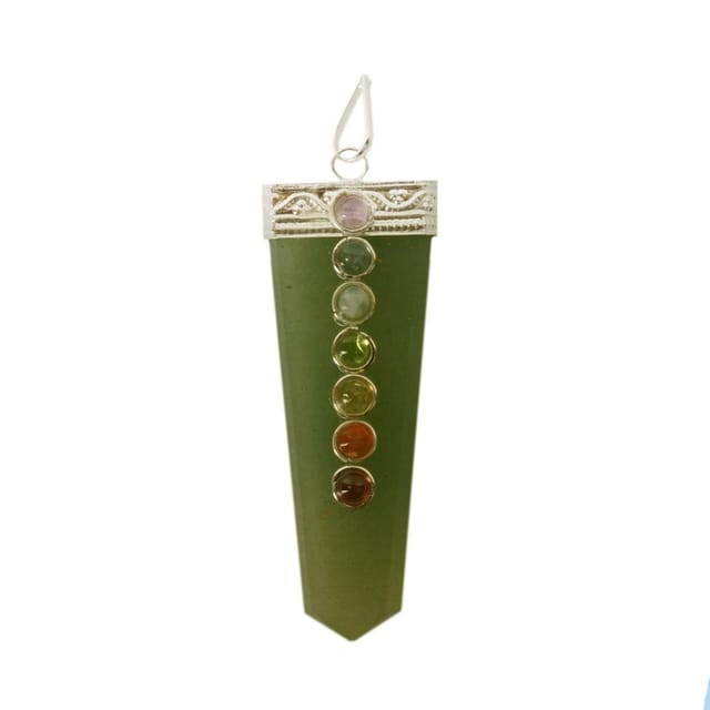 Green Aventurine 7 Chakra Gemstone Pendant For Necklace: Reiki Energized Gift Of Natural Crystals, Good Luck Healing Charm (11052)