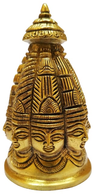Brass Idol Lord Shiva Stupa: Rare 8-face Omnipresent Siva Statue (11575)