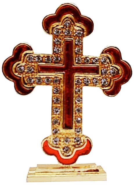 Metal Cross with Glittering Gemstones: For Home, Altar or Car (11742)