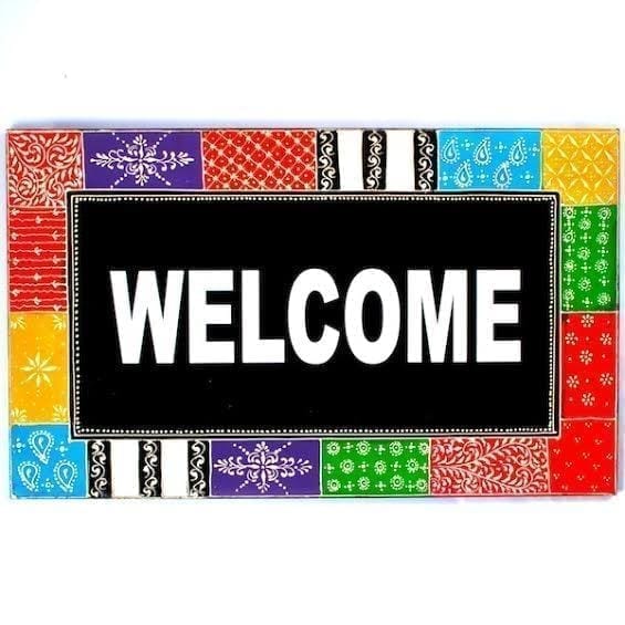 Painted wooden welcome board "English"