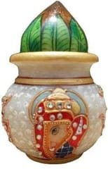 Marble Kalash: Decorative Temple Vase, 6.5 Inches (15746)