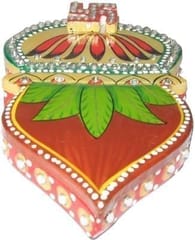 Marble Sindoor Dani Kumkum Chopra: Flat Box For Vermillion Rice Roli Chawal Festive Use, Kalash Shape