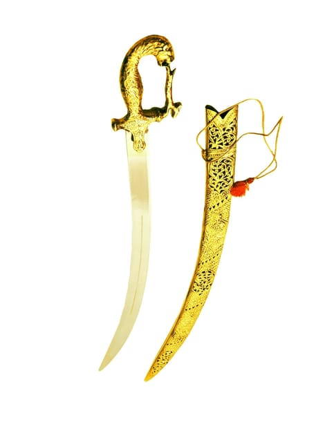 Royal Indian Sword with Iron Blade and Brass Scabbard (a36)