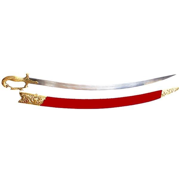 Royal India Decorative Sword with Iron Blade & Rich Red Velvet Scabbard (a30)